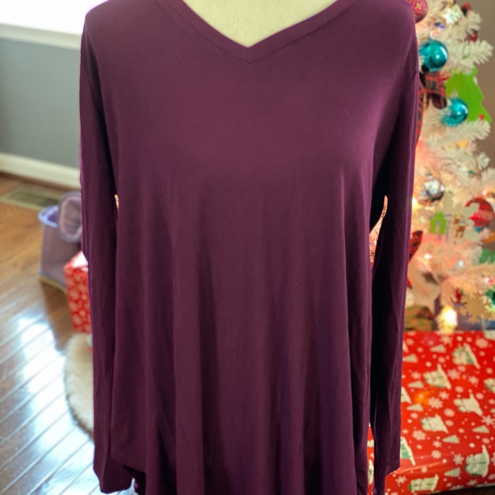 Long sleeved v neck top